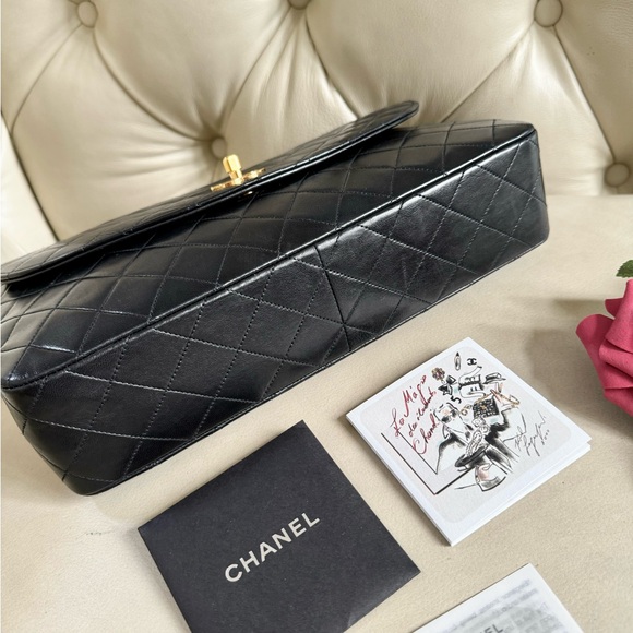SOLD - 💎 AUTH Chanel Vintage Classic Single Flap Bag Quilted Lambskin Large - Picture 12 of 15